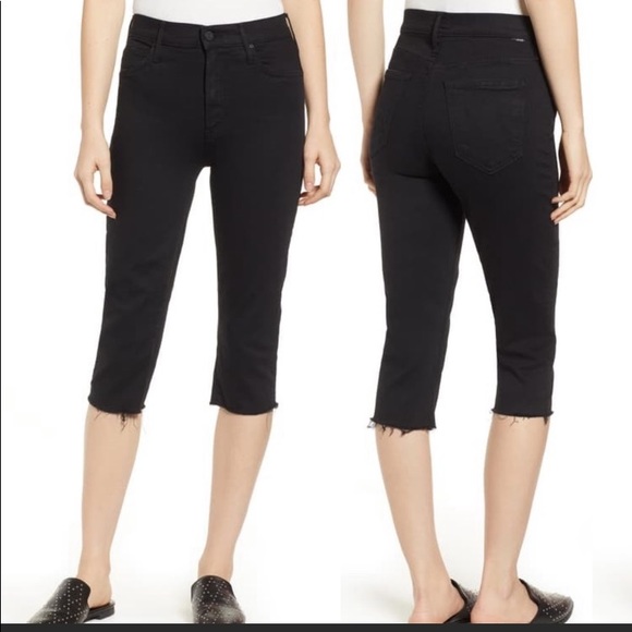 Mother Rascal Knicker Fray High Waisted Capri Jean